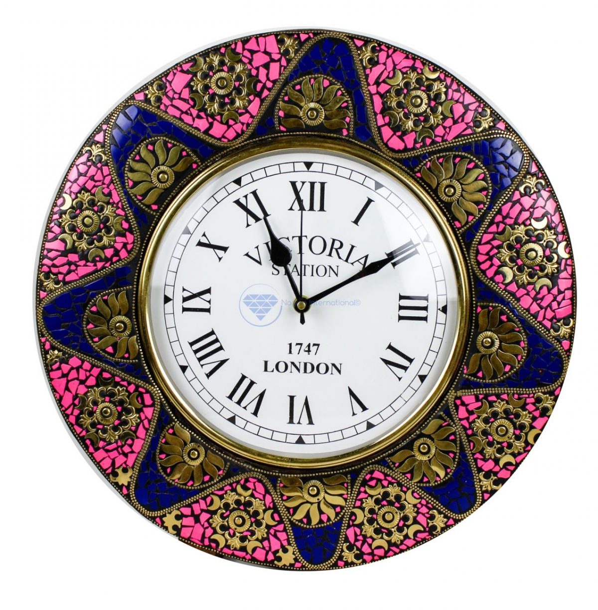 Nagina International 16" Modern Contemporary Handcrafted Pink Premium Decorative Cultural Time's Clock