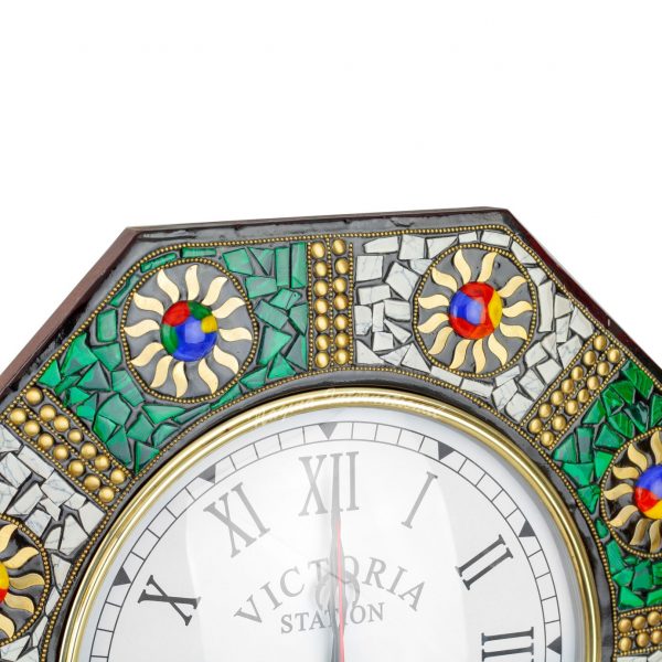 Cultural Multicolor Marble Gems Stones Embedded Handmade Nautical Time's Clock | Nagina International
