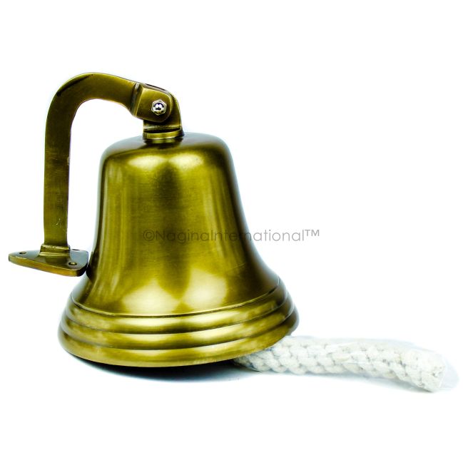 Nagina International Navy's Nautical Ship's Aluminum Cast Premium Bell | Nursery Decor Gifts (Antique Brass)