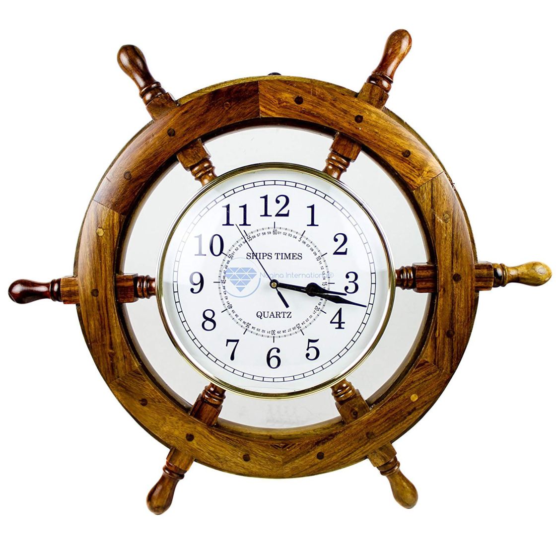Nagina International Time's Wall Clock | Nautical Pirate's Ship Wheel | Premium Craft Gift