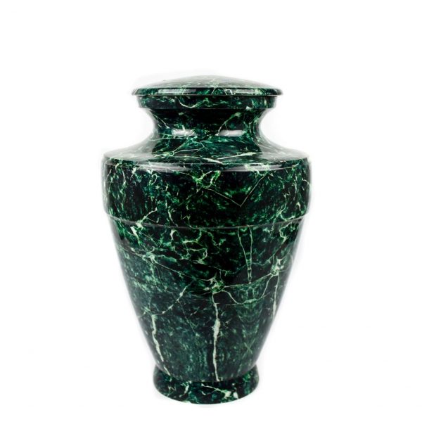 Aluminum Metal Cremation Urns For Ashes & Mortal Remains | Handmade Beautiful Urns For Humans And Pets (Green Marble)