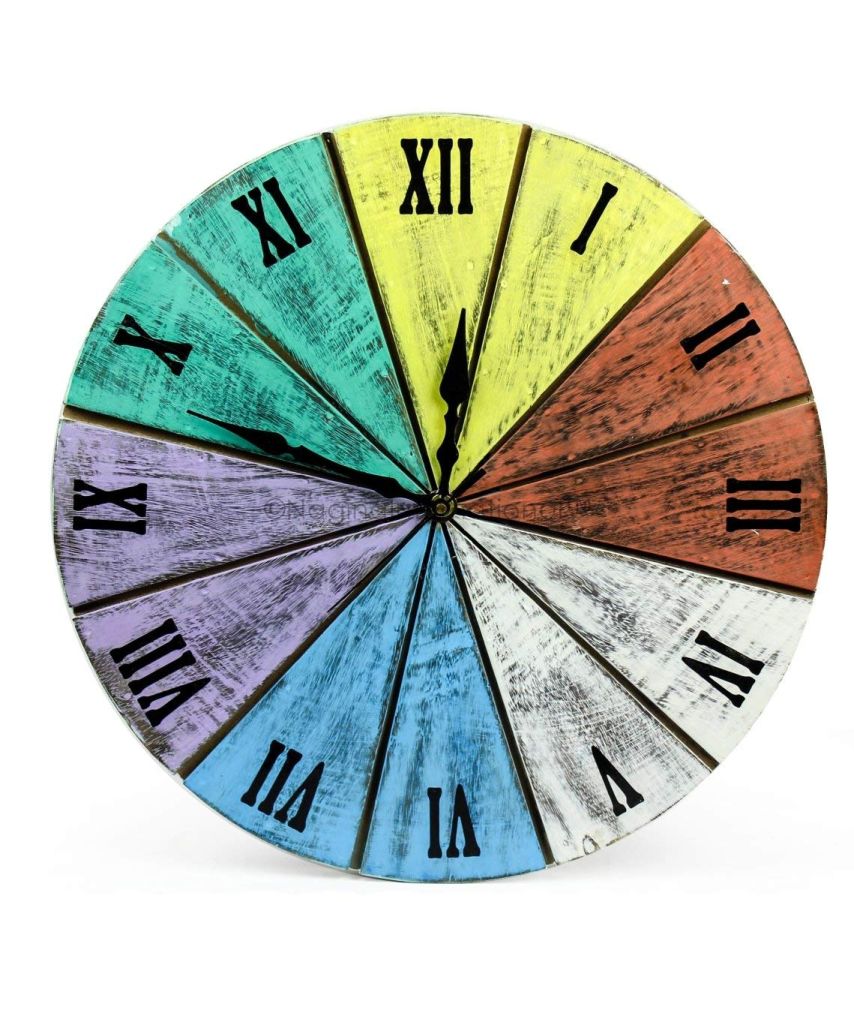 Nagina International Colorful Antique Attractive Handcrafted Wooden Time's Wall Clock | Home Decor Gifts
