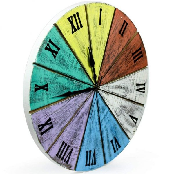 Nagina International Colorful Antique Attractive Handcrafted Wooden Time's Wall Clock | Home Decor Gifts