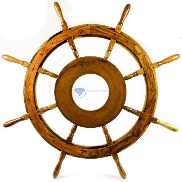 Nagina International Natural Nautical MDF Hub Wooden Pirate's Ship Steering Wheel - Home Decor - Pirate Nursery Gift