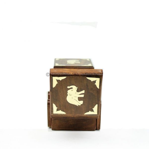 Fold-able Brass Inlaid Beautiful Rosewood Handmade Sliding Storage Box | Trivial & Jewelry Storage Box | Nagina International