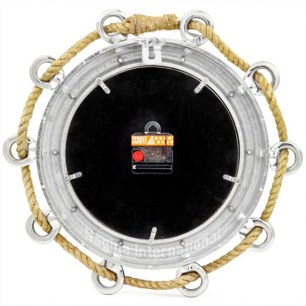 Nagina International Aluminum Nickel Plated Nautical Pirate's Maritime Wall Decor Time's Clock with Accentual Rope | Porthole Clock & Home Decor