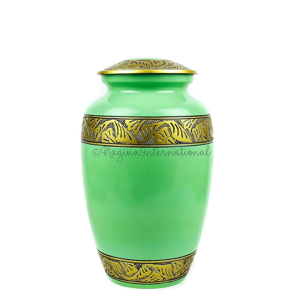 Aluminum Metal Cremation Urns for Ashes & Mortal Remains | Handmade Beautiful Urns for Humans and Pets (Penciled Green)
