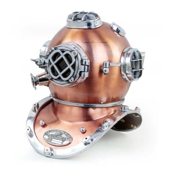Nagina International Copper Antique Diver's Helmet US Navy Scuba Diving - Maritime Nautical Decor (Aluminum Brown Nickel)