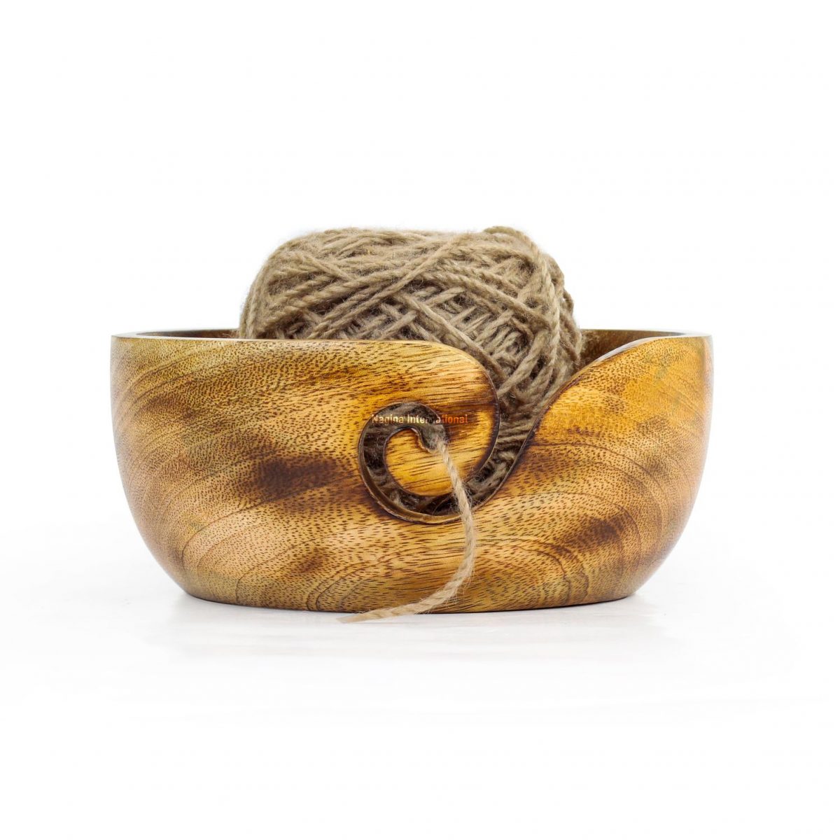Mango Wood Yarn Storage Bowl | Premium Yarn Storage Bowl for Yarn Balls & Skeins | Crochet & Knitting Bowls Made Out of Mango Wood | Knitter's Gift & Notions