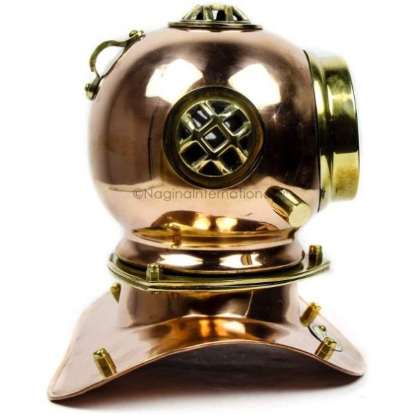7" Copper Diving Helmet Clock Fitted | Nagina International
