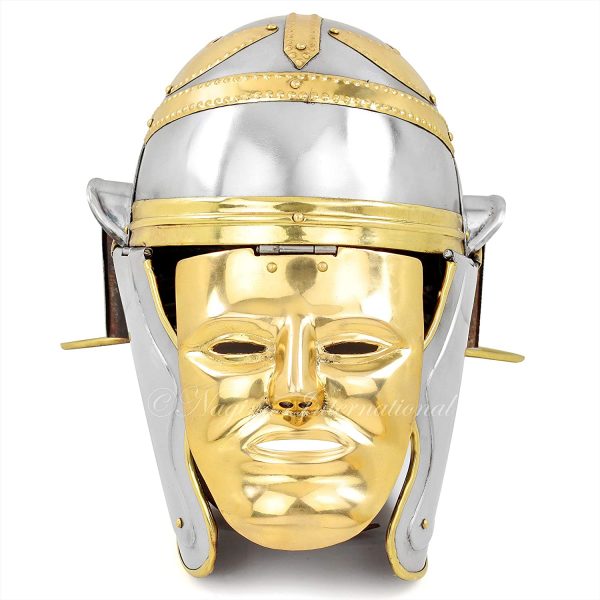 Roman Imperial Gallic Ancient Medieval Warrior Steel Helmet with Face Mask/Brass Face Plate Knight Helmet | Unisex Centurion Cosplay Halloween Helmet (Imperial Gallic)