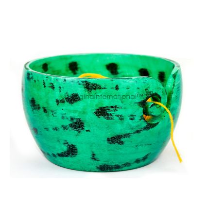 Nagina International Exquisite Premium Yarn Ball Storage Bowls | Hand Painted Lovely Decor Yet Functional Yarn Dispenser (Chameleon Green)