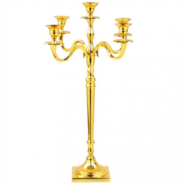 Candelbra Brass Plated Finish Candlestick Holder | Perfect For Candlelight Dinner and Table Centerpeice Decoration | Floor Decorative Candle Tree Lamps | Accessories & Artifacts