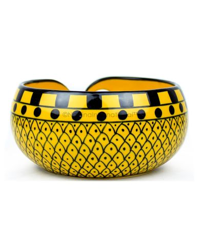 Ceramic Attractively Hand Painted Gorgeous Stoneware Yarn Ball Storage Bowl with Innovative Dispensing Curl | Knitting & Crochet Accessions | Nagina International (Curry Yellow)