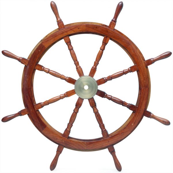 Nagina International Elite Solid Wood Pirate's Ship Wheel | Maritime Decor | Retirement Gift (Turret Spokes)